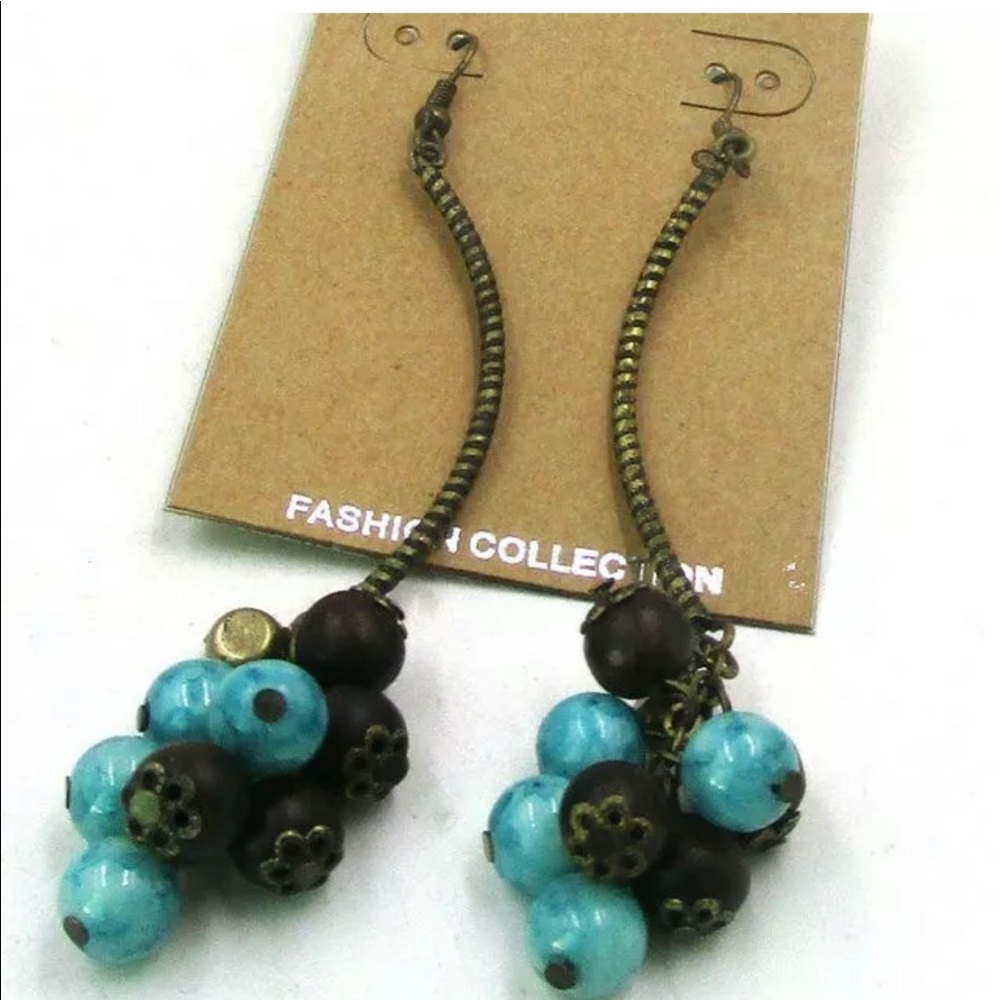 ✔️NWOT Fashion Retro Bead Gemstone Earrings